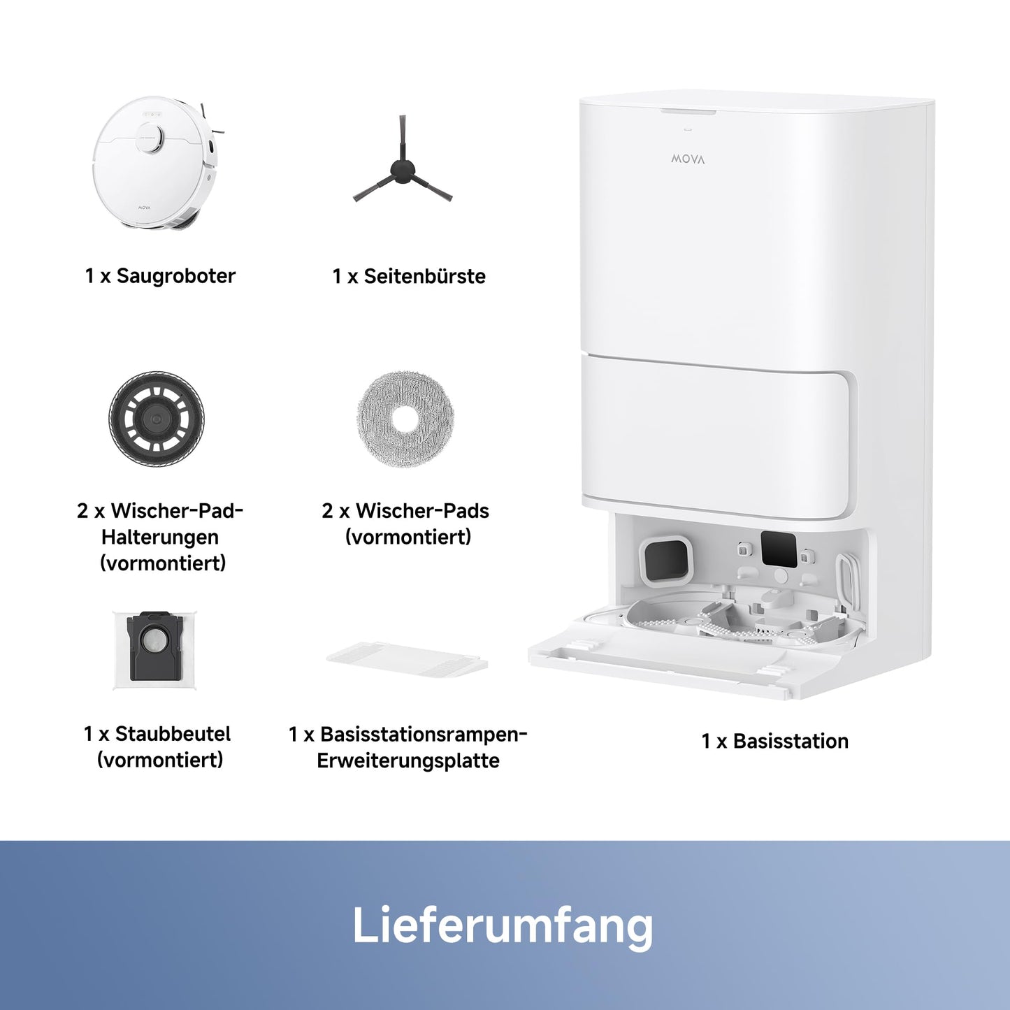 Mova E30 Ultra Saugroboter mit Wischfunktion, 7000Pa & Auto-Entleerung