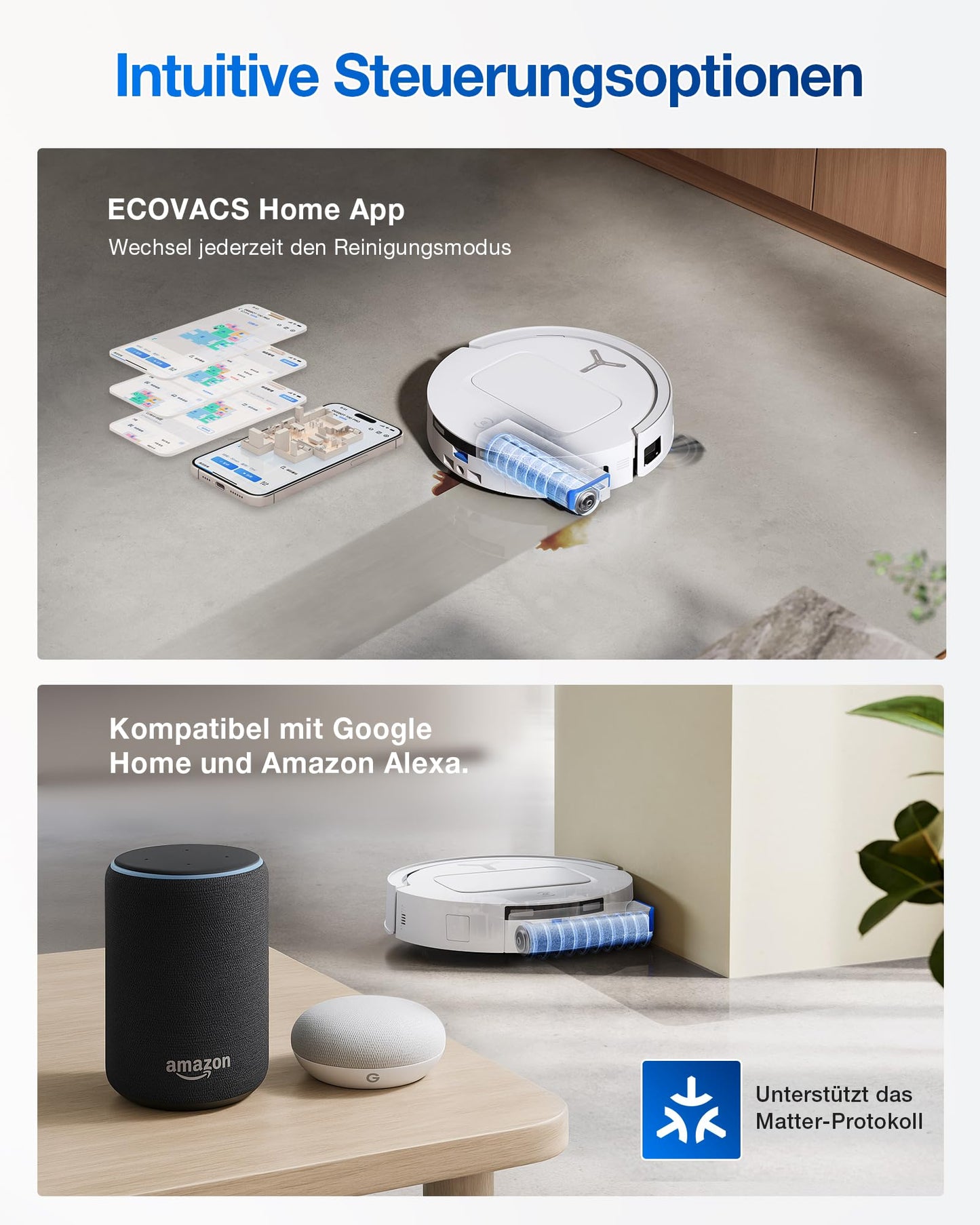 ECOVACS DEEBOT T80 Omni Saugroboter mit Wischfunktion, 18.000Pa Weiß