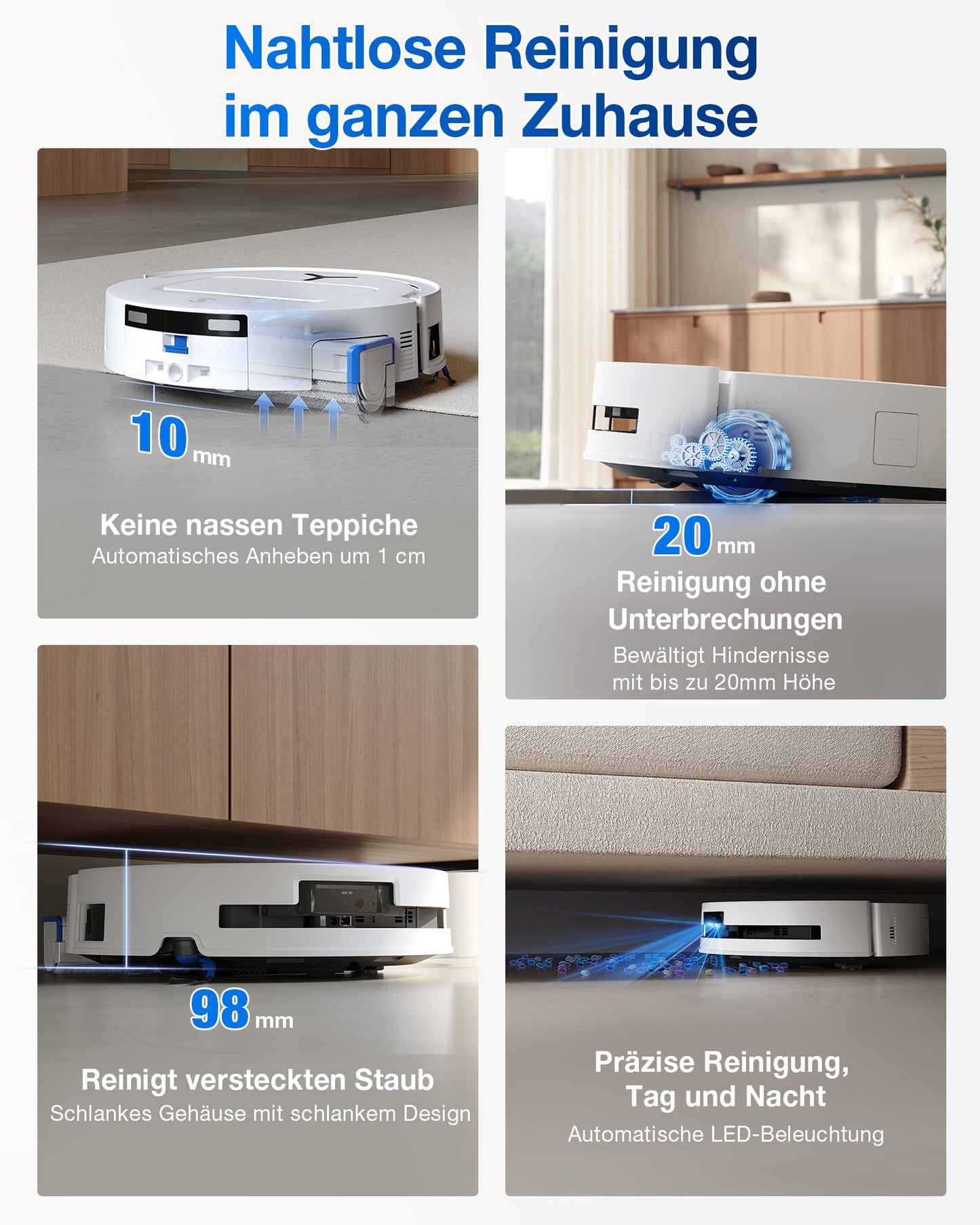 ECOVACS DEEBOT T80 Omni Saugroboter mit Wischfunktion, 18.000Pa Weiß
