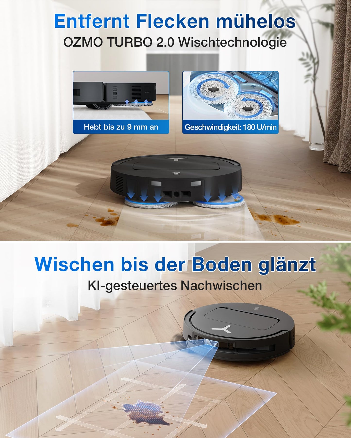 ECOVACS DEEBOT T50 PRO Omni Gen2 Saugroboter mit Wischfunktion, 21.000Pa & 81 mm Slim