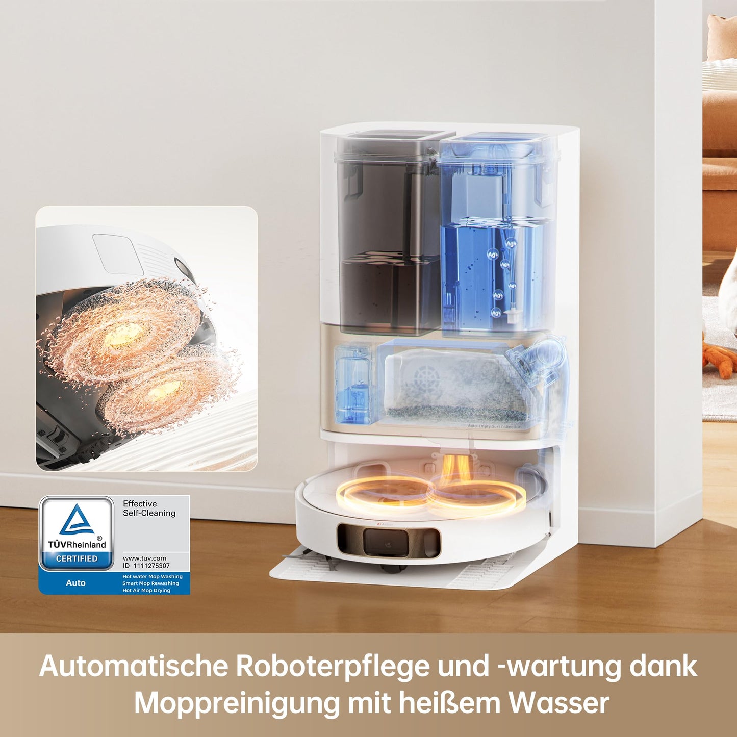 Dreame L10s Pro Ultra Heat Saugroboter mit Wischfunktion, 7000Pa & Heißwasser Dock