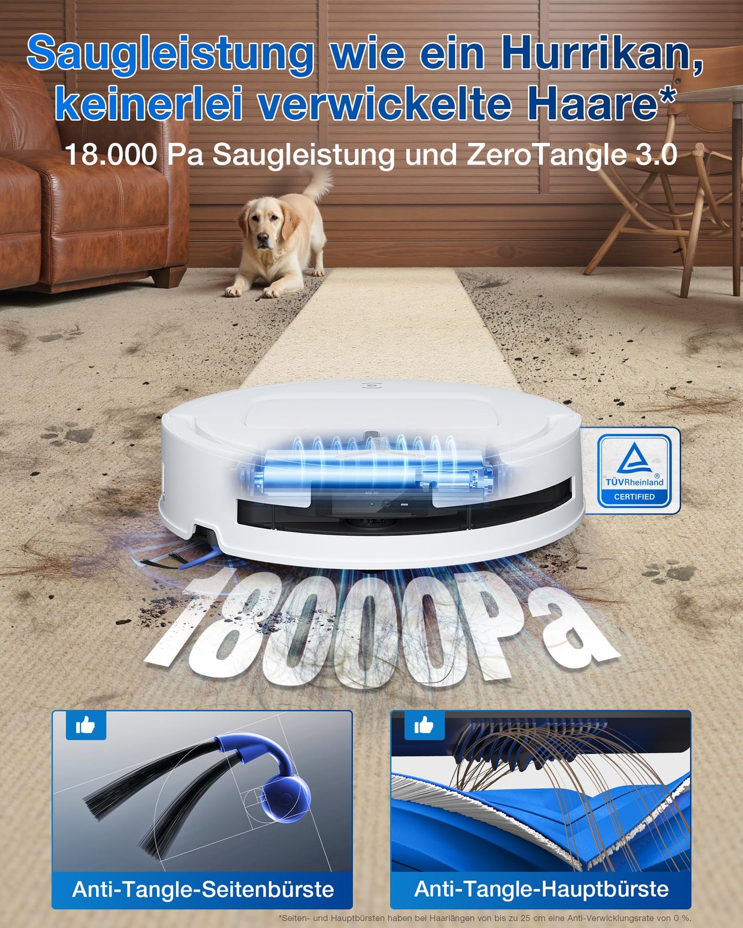 ECOVACS DEEBOT T80 Omni Saugroboter mit Wischfunktion, 18.000Pa Weiß