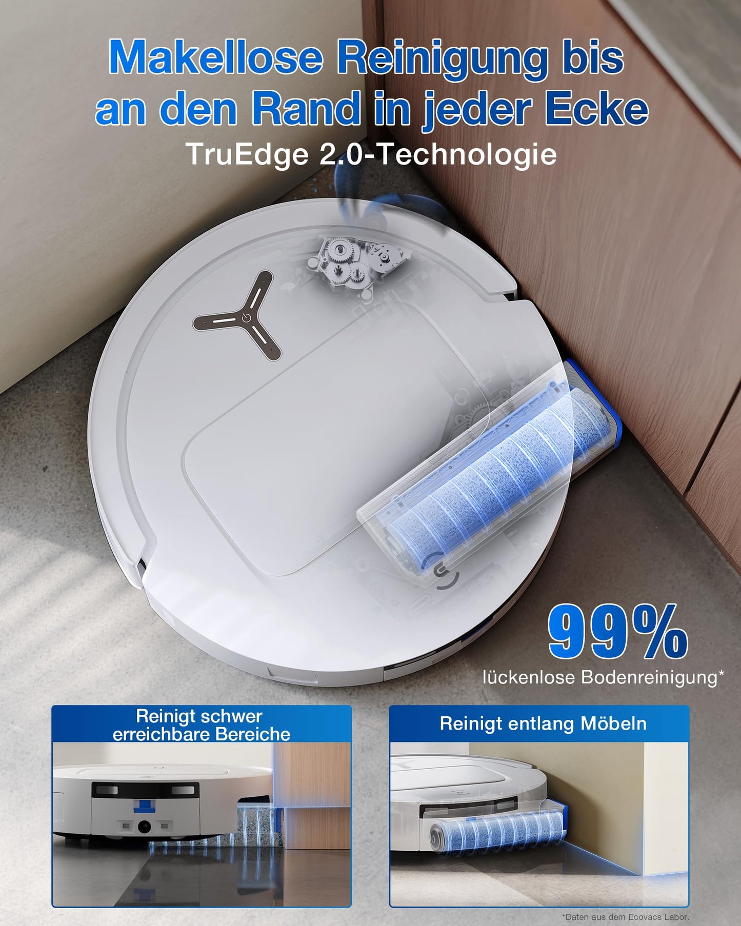 ECOVACS DEEBOT T80 Omni Saugroboter mit Wischfunktion, 18.000Pa Weiß